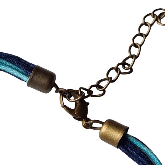 SALE💕 Jewellery Set Blue Flower Pendant Necklace Matching Drop Earrings - Picture 9 of 9